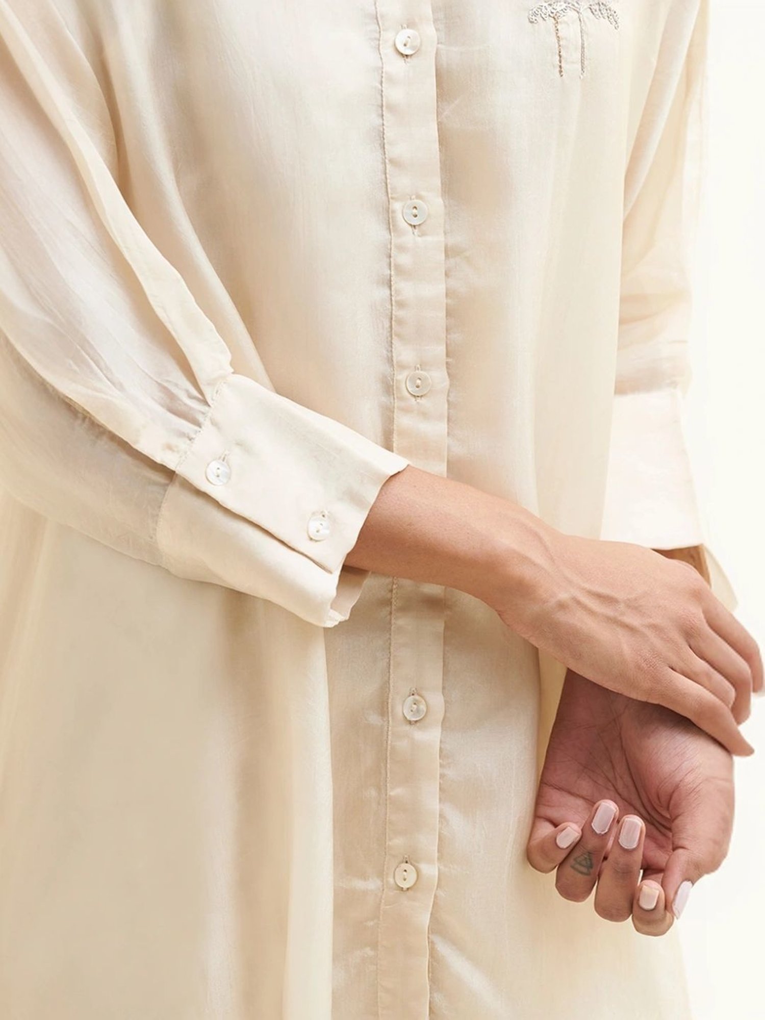 Ganga Fashions Angora Beige Silk Kurta with Pant Co-ord Set