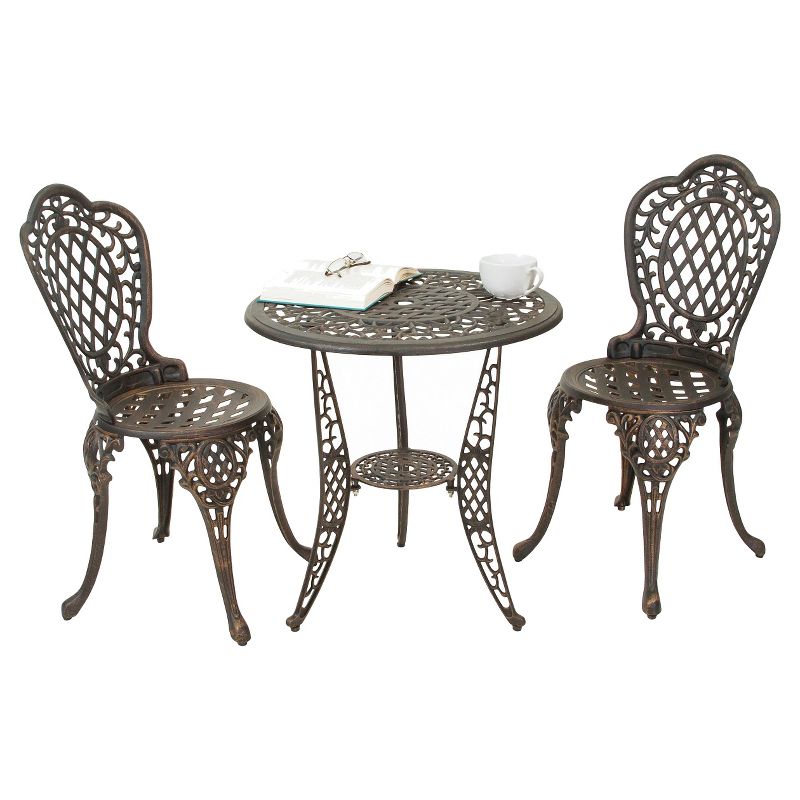 La Sola 3pc Metal Bistro Set - Black/Bronze - Christopher Knight Home