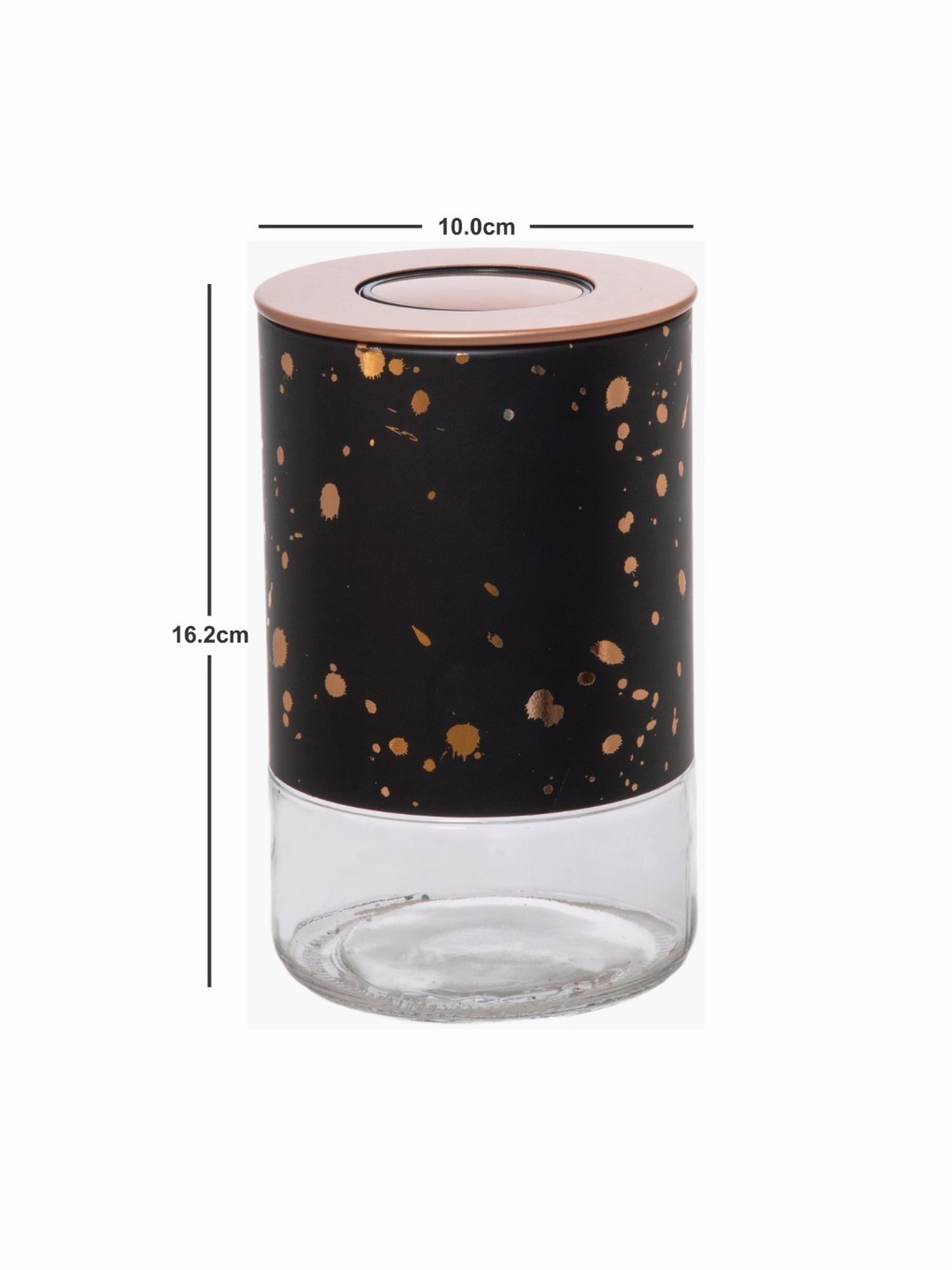 White Gold Black Glass Storage Jar with Lid (0.65L)
