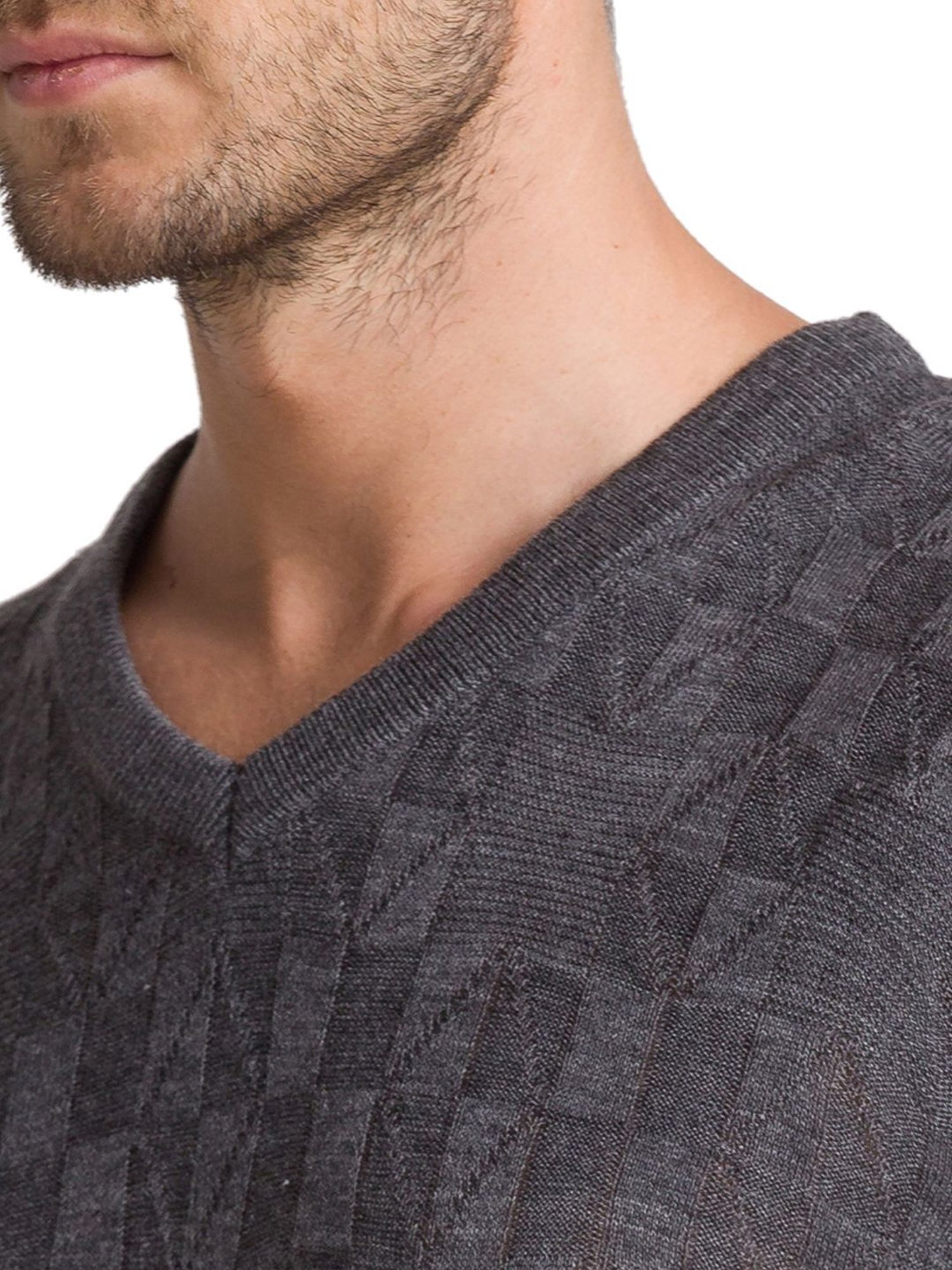 Parx Grey  Regular Fit Printed sweater