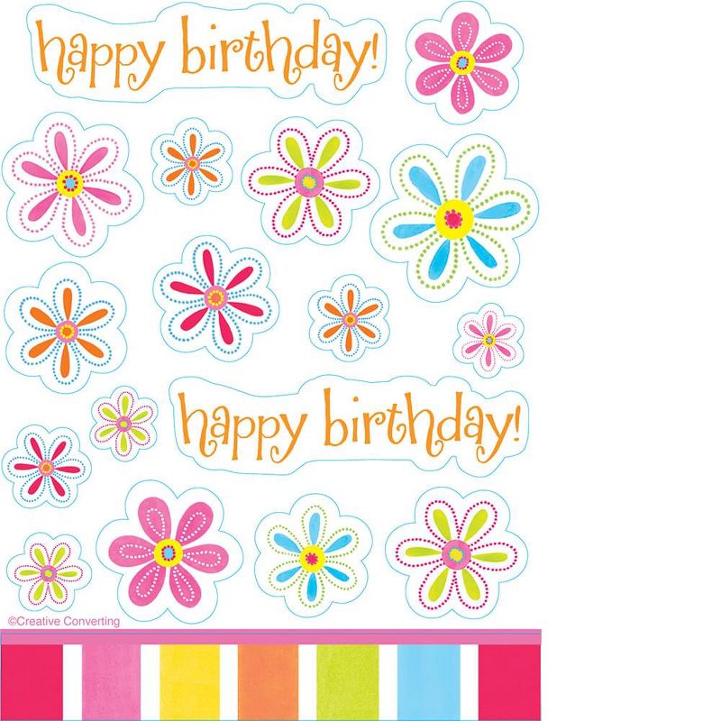 Creative Converting Stickers Value 12/4 Pack Pink Flower Cheer
