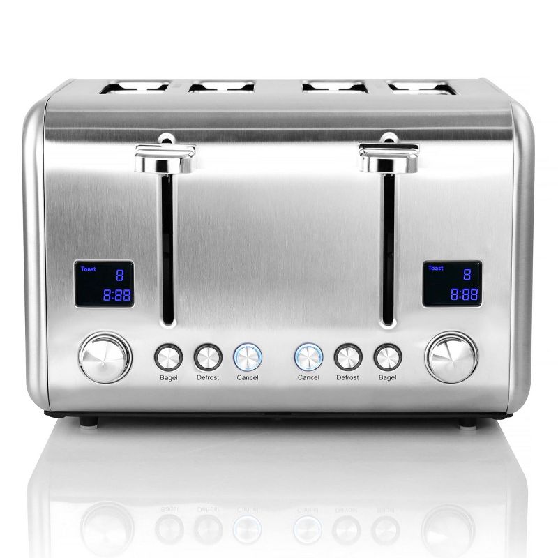 MegaChef 4 Slice Stainless Steel Toaster - Silver