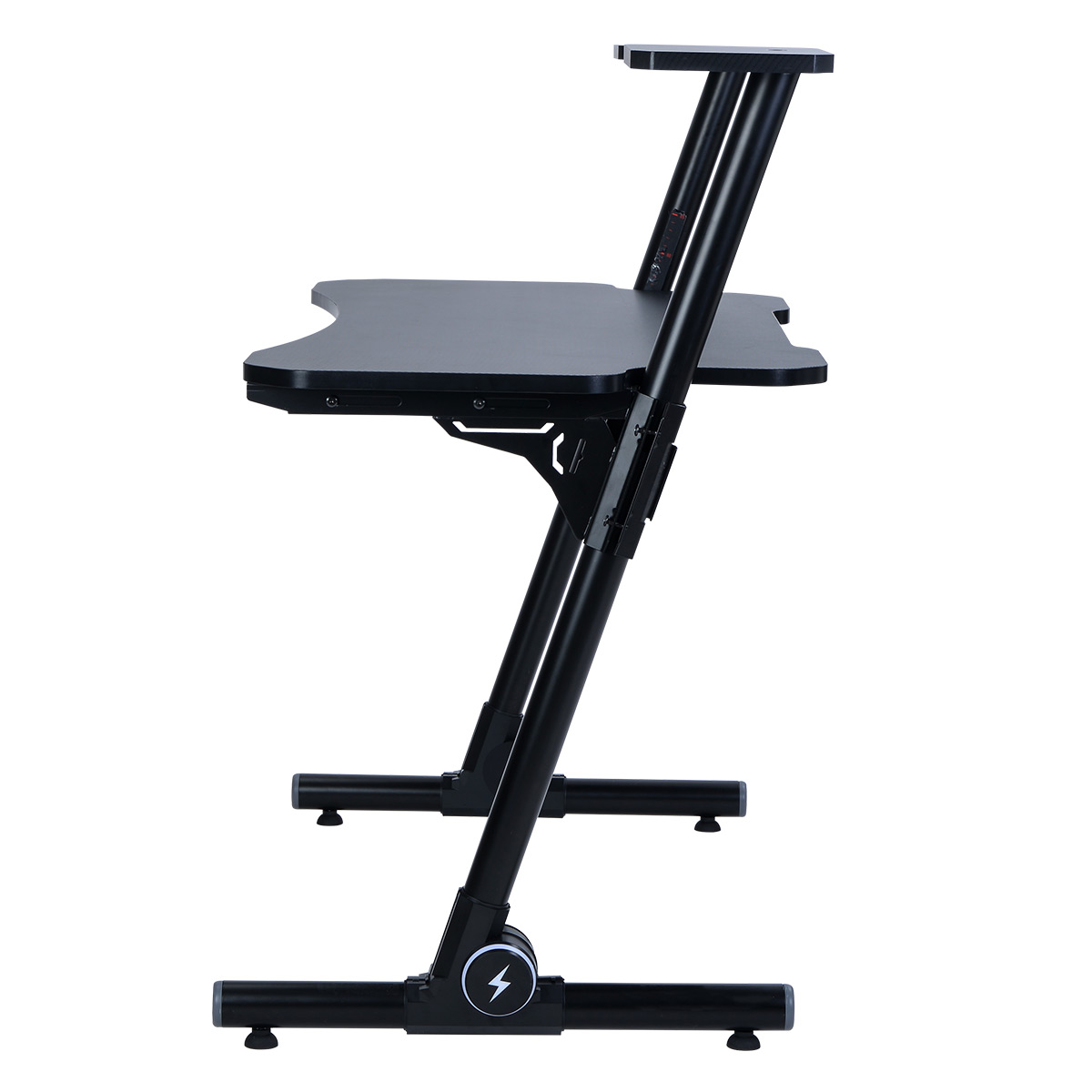 Home Office Gaming Desk/ Computer Desk /Z-Shaped PC Desk Workstation with Carbon Fiber Surface and Headphone Hook,Black