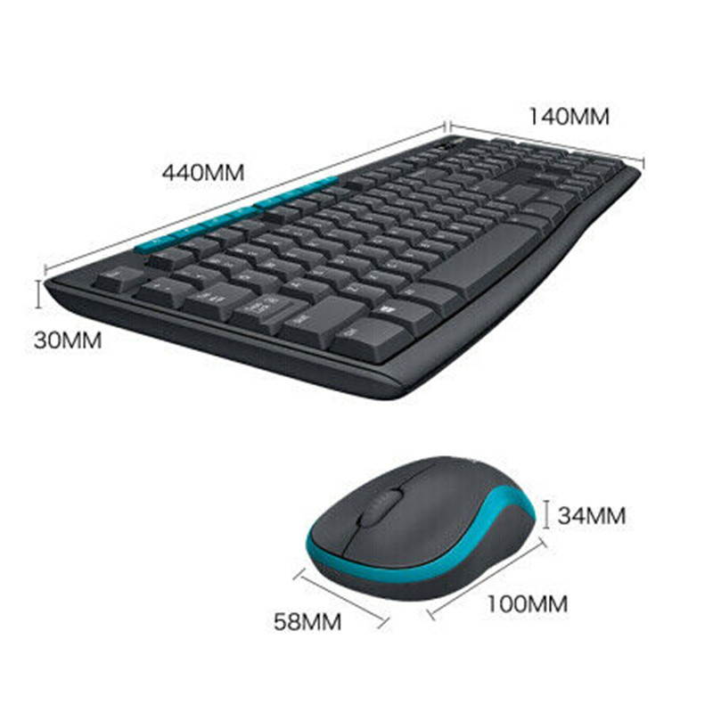 Logitech Wireless Combo MK275 8 Function Keys USB 2.0 RF Wireless Keyboard & Mouse - Black&Blue