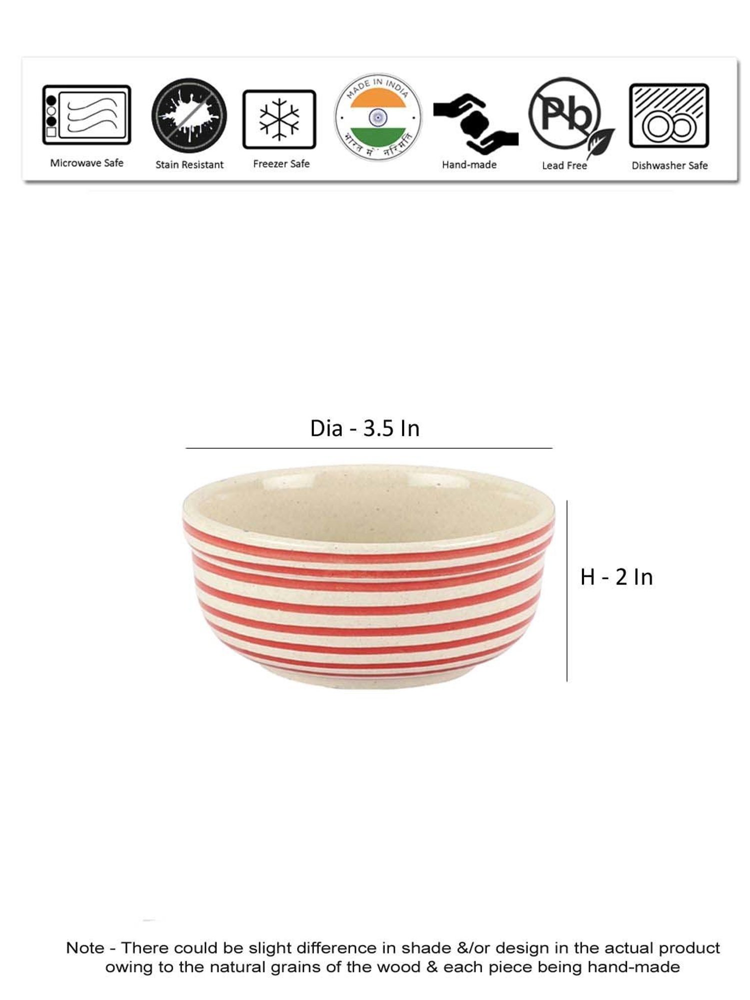 VarEesha Parikrama Red & White Ceramic Veg Bowl (0.125 L) - Set of 6