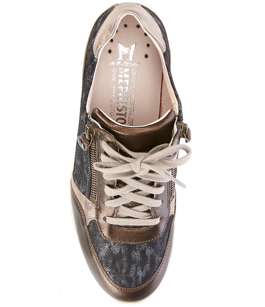 Mephisto Monia Leather Zipper Oxford Water Resistant Sneakers