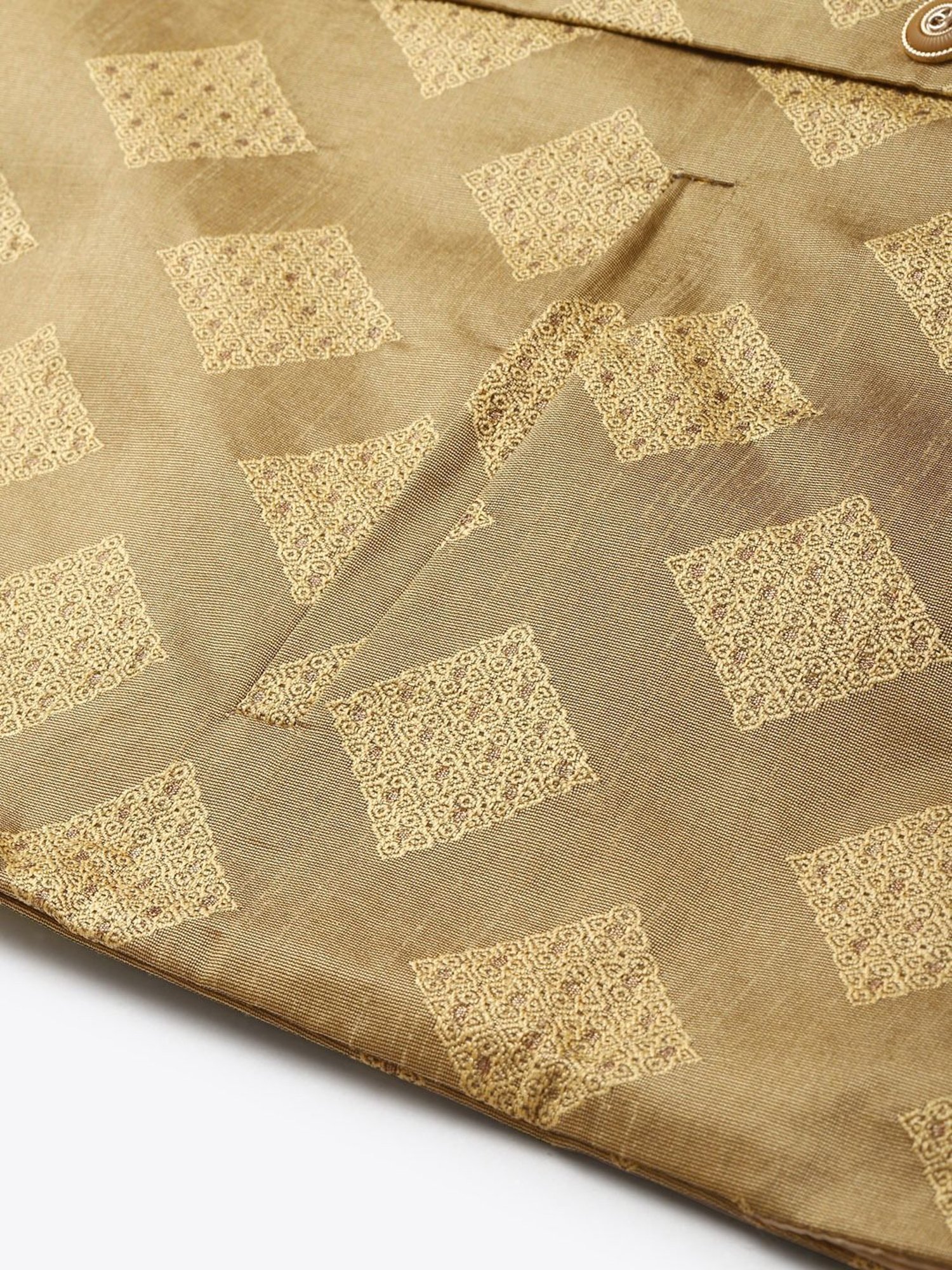 Sojanya Gold Regular Fit Self Pattern Nehru Jacket