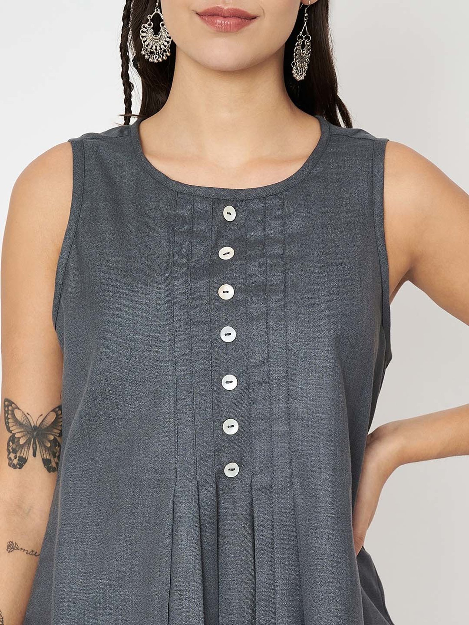 9rasa Grey Tunic & Dhoti Set