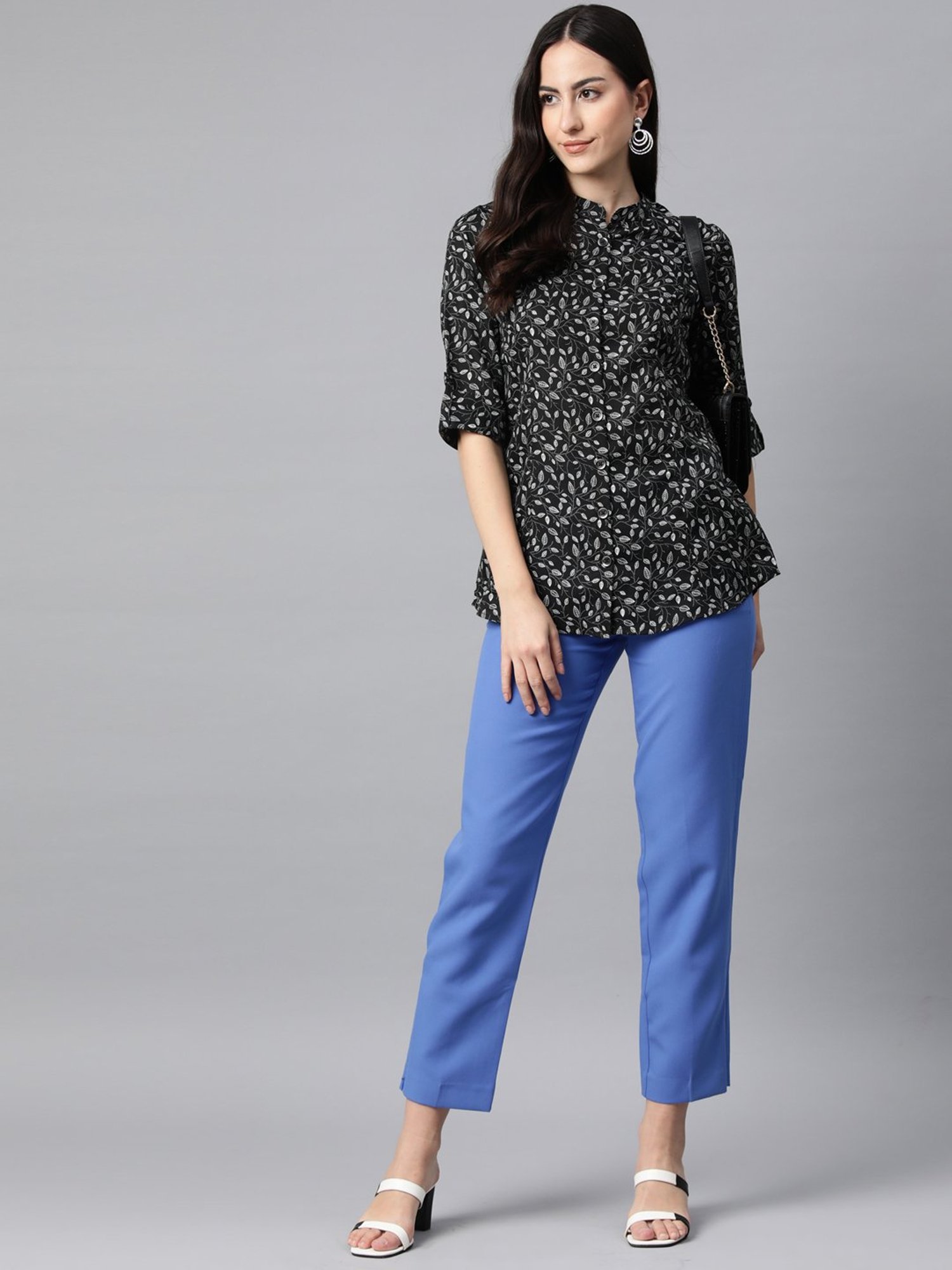 Cottinfab Black & White Cotton Printed Top