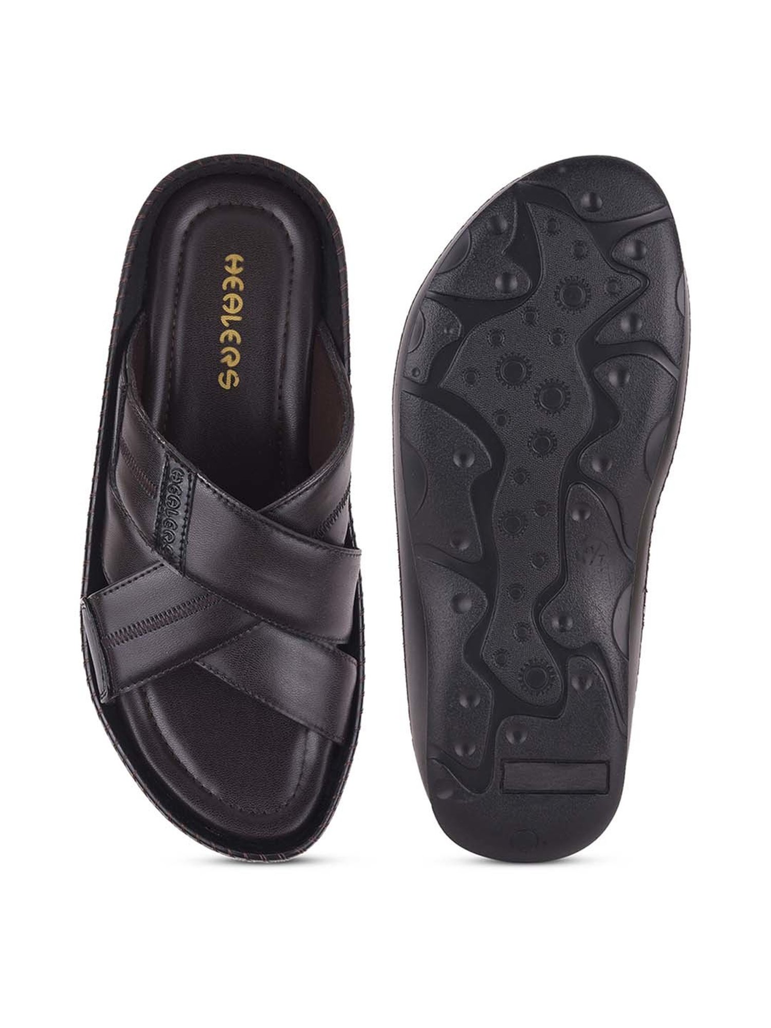 Healers by Liberty Men's Brown Cross Strap Sandals