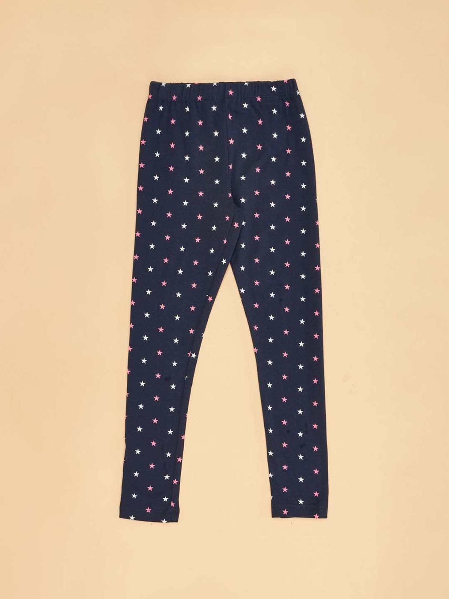 YU by Pantaloons Girls Navy & Orange Cotton Printed Leggings (Pack of 2)