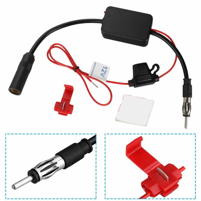 Universal Car FM/AM Radio Stereo Antenna Signal Amplifier Booster G * H For FM Car Radio RV Motorcycle Steamer Golf Cart
