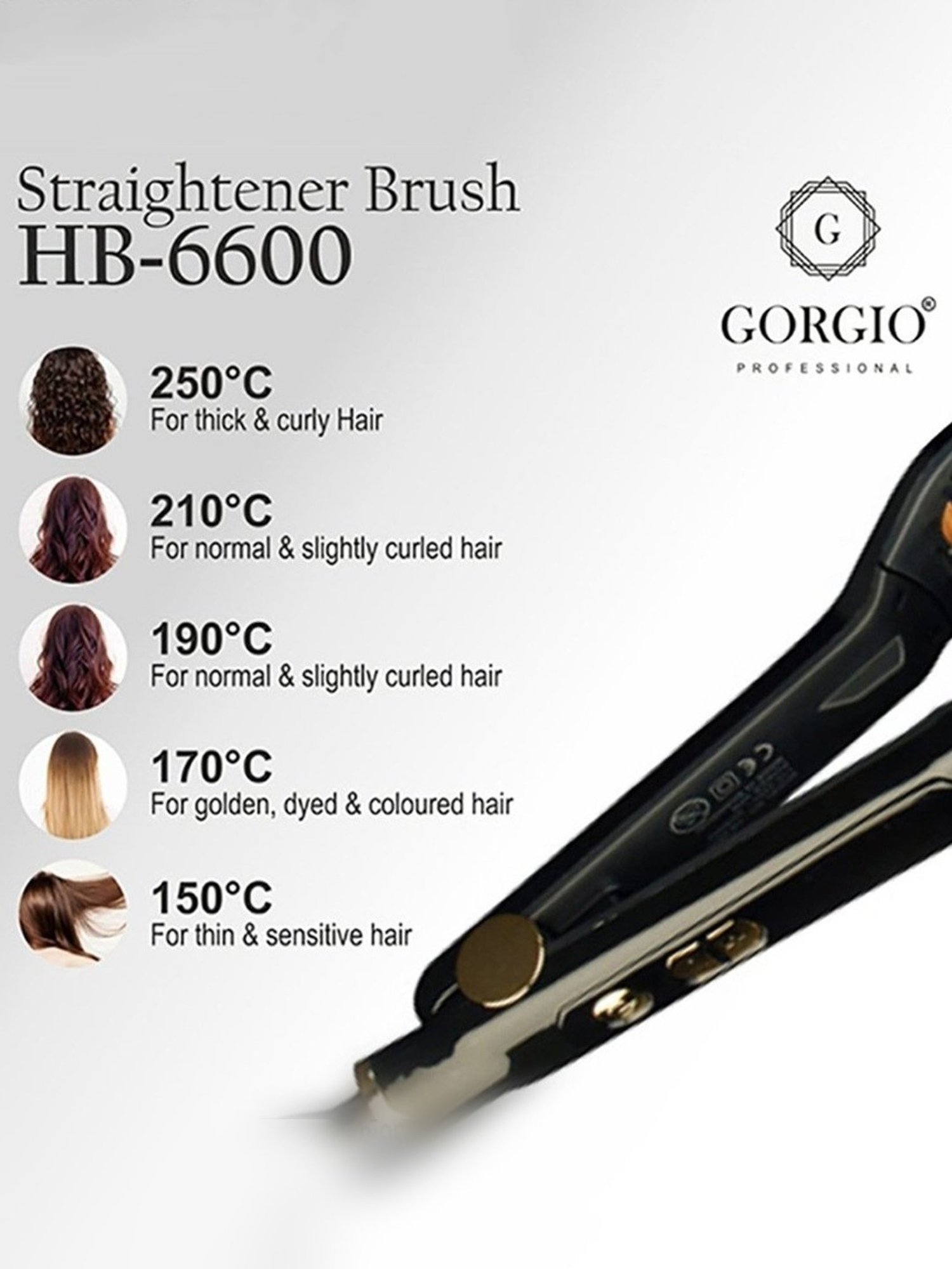 Gorgio Professional HS7800 Steam Hair Straightener (Black)