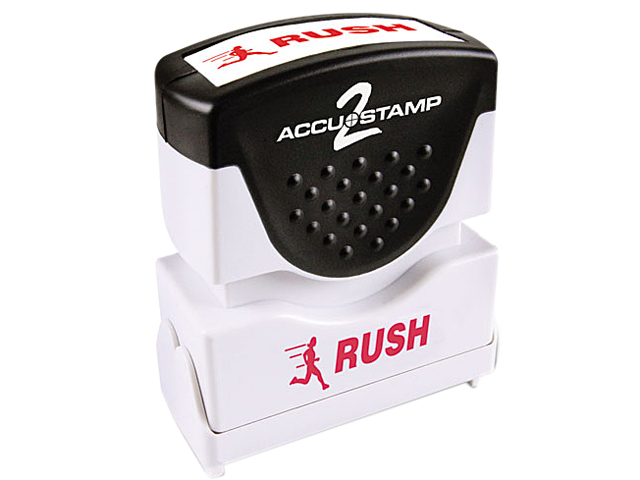 Accustamp2 Shutter Stamp with Microban, Red, RUSH, 1 5/8 x 1/2