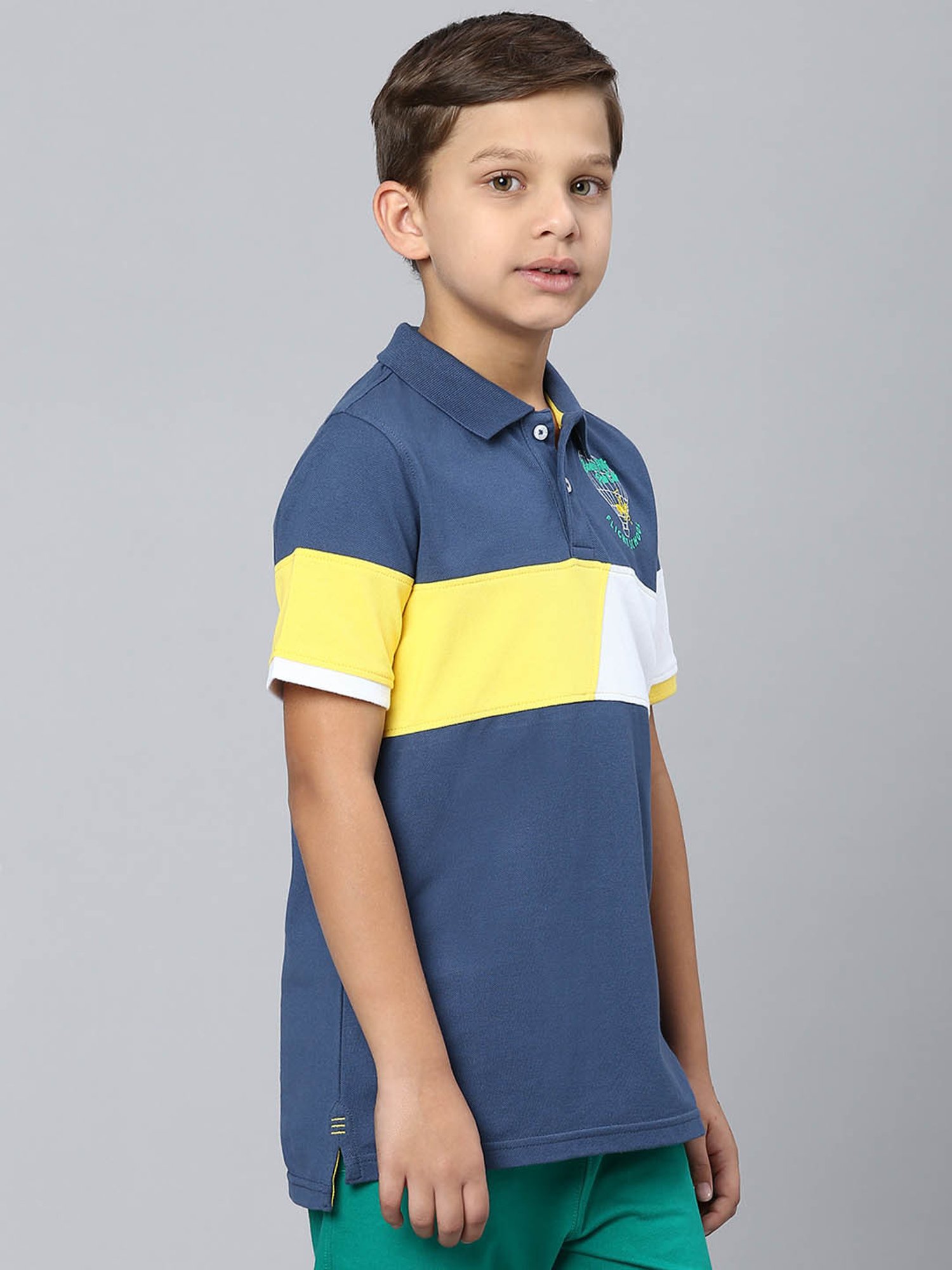 Beverly Hills Polo Club Kids Blue Color Block Polo T-Shirt