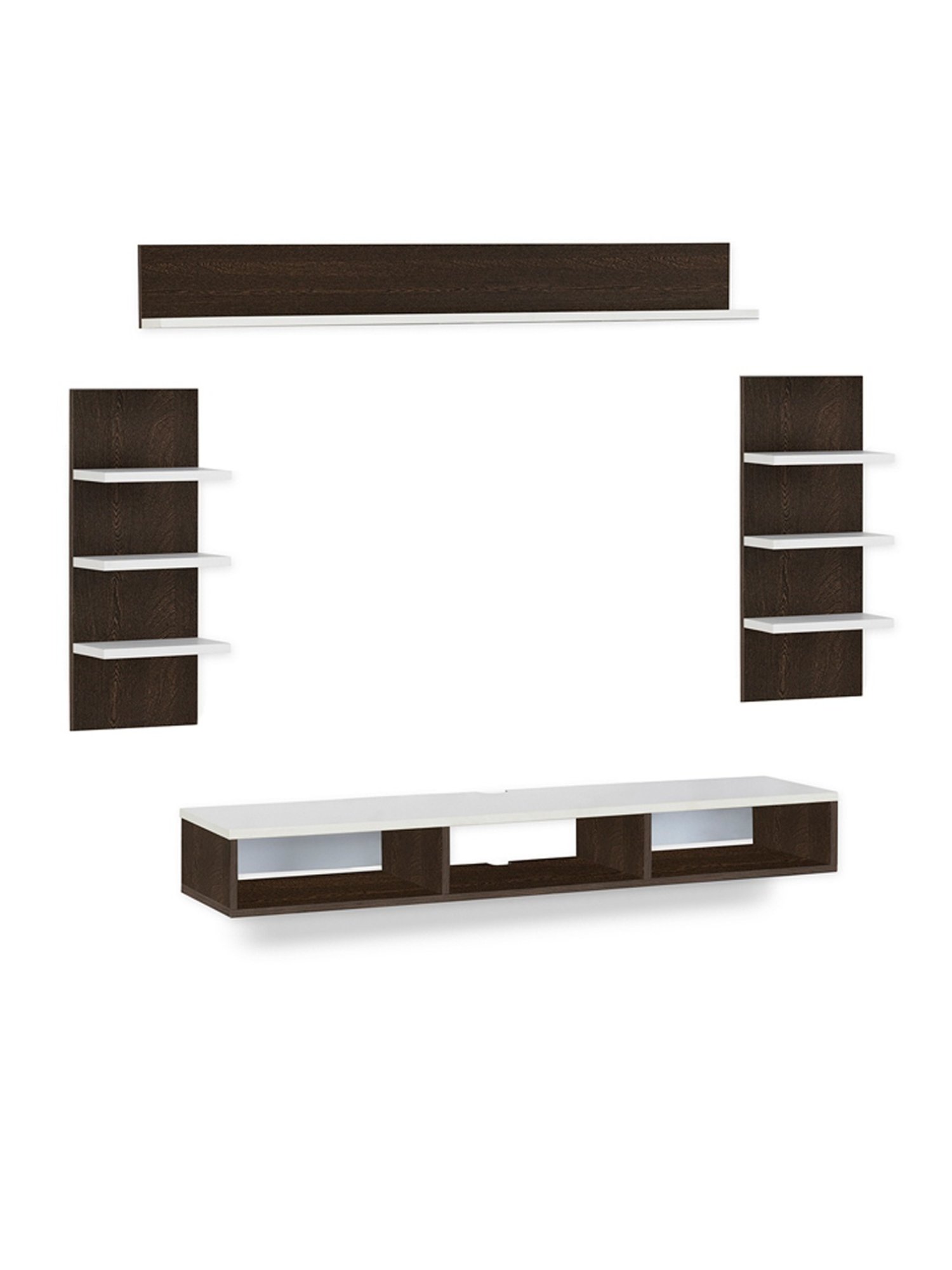 Delite Kom Flex Flowery Wenge & Acacia Dark Engineered Wood TV Entertainment Unit