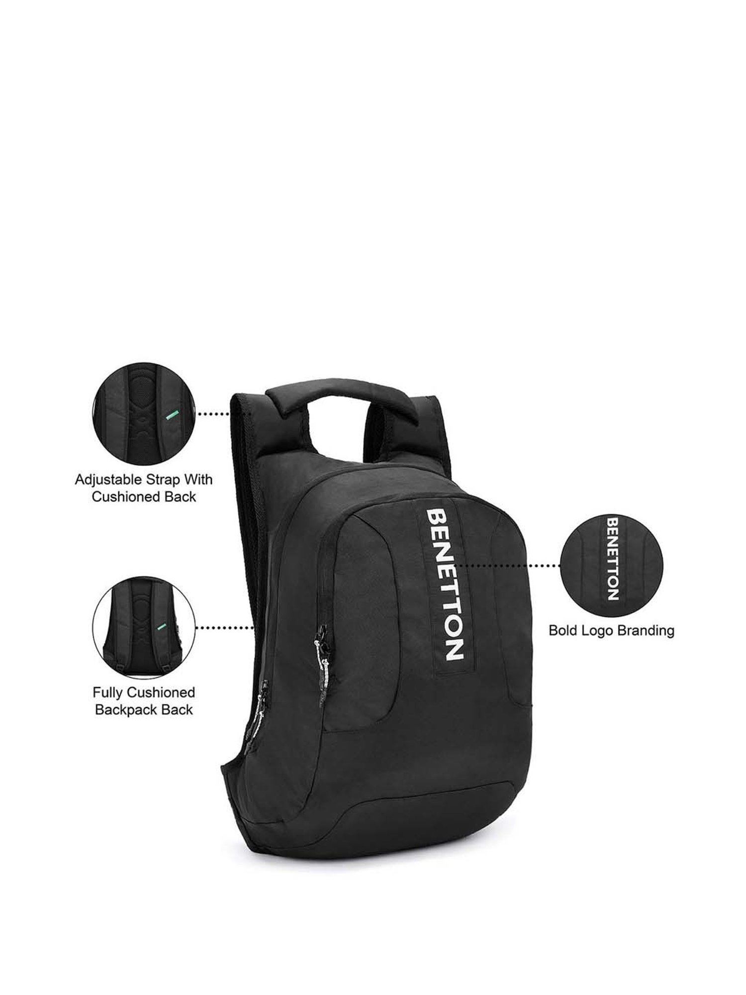 United Colors of Benetton Balsam 30 Ltrs Black Medium Laptop Backpack