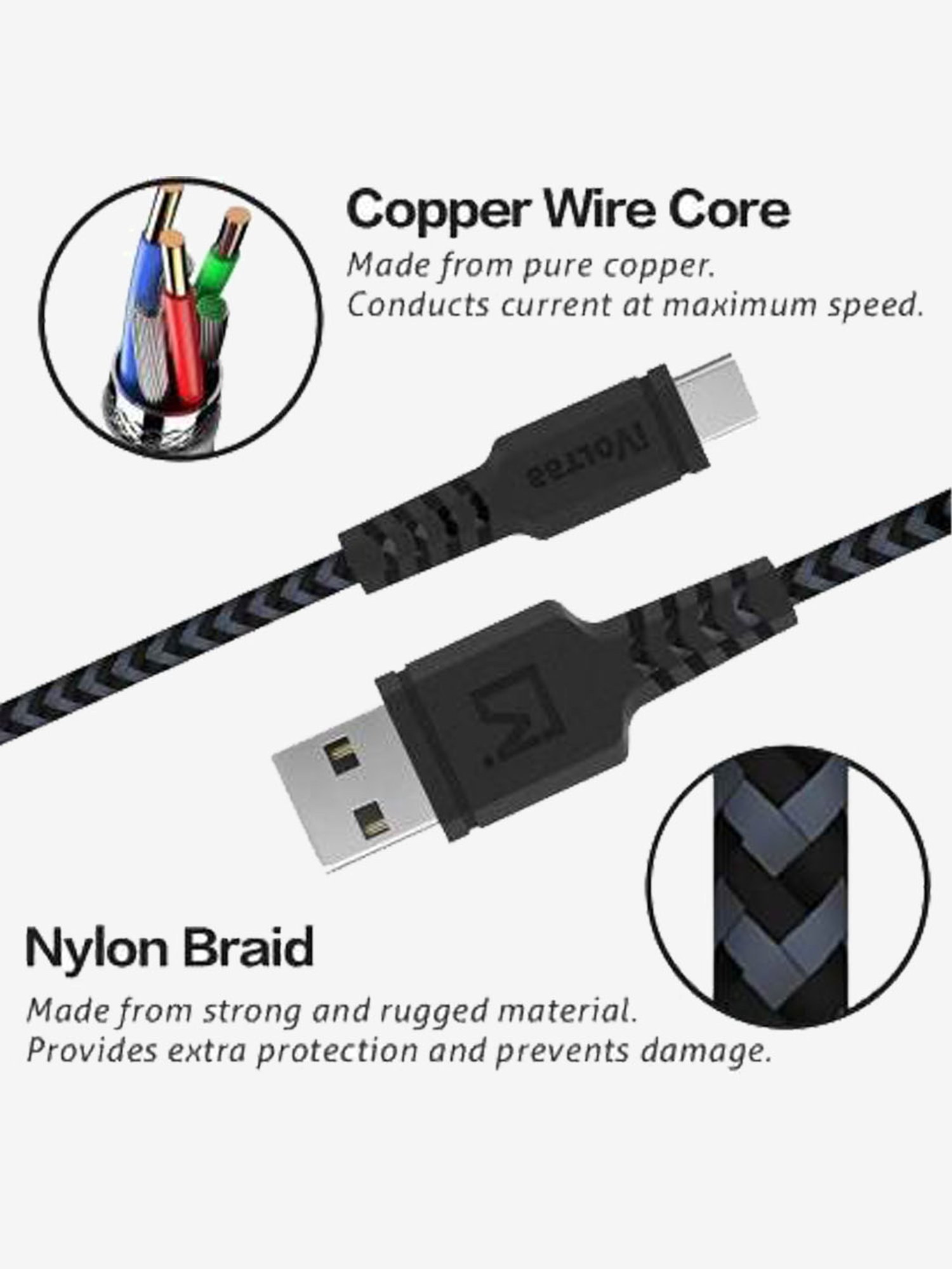Moerdon SCB138 Fast Charging Data transfer Cable with LED indicator (Black)