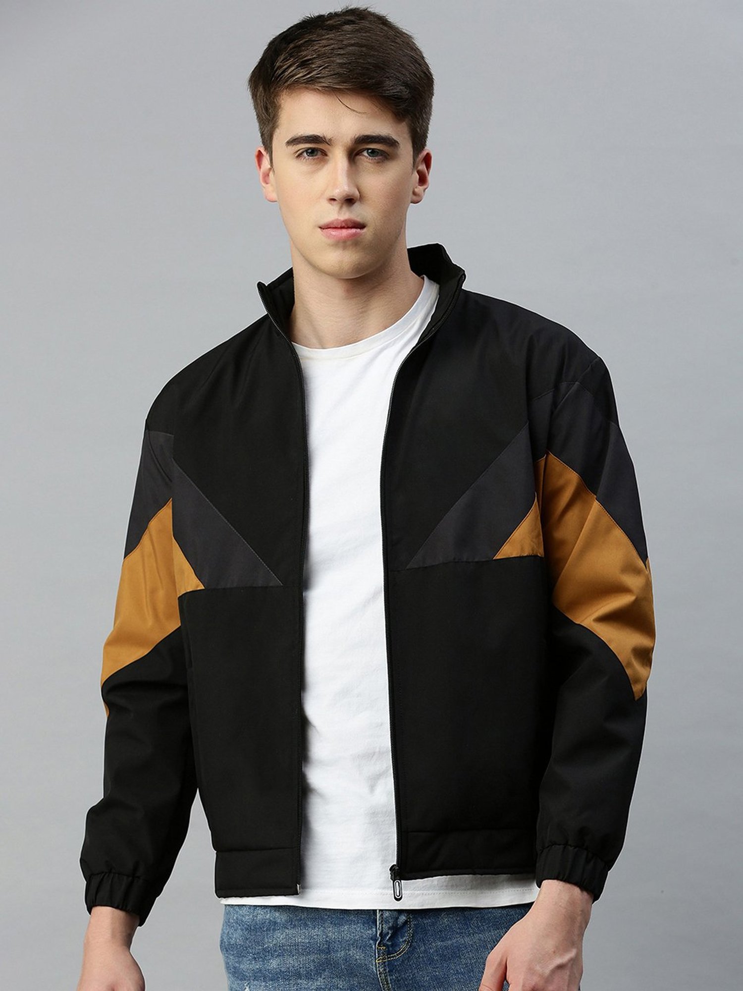 VOXATI Black Regular Fit High Neck Jacket