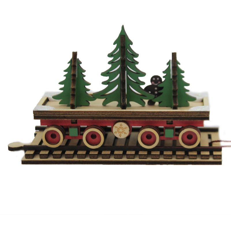 Ginger Cottages 3.0" Santa's Np Express Flat Car North Pole Train  -  Decorative Figurines