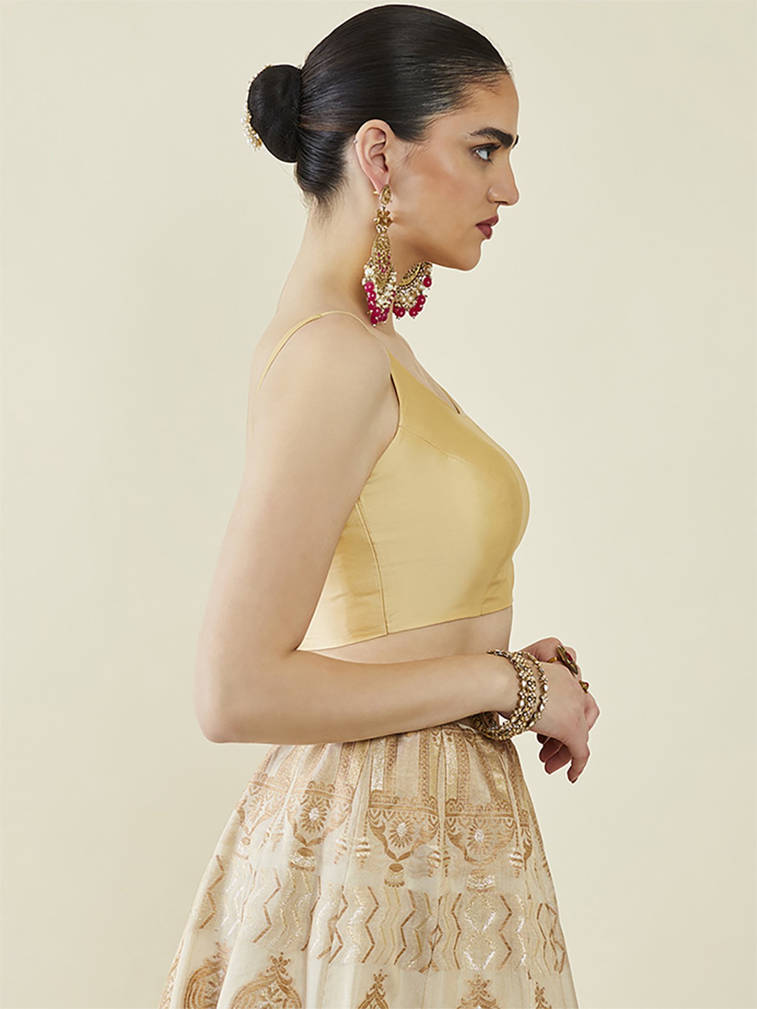 Soch Beige Sleeveless Redymade Blouse