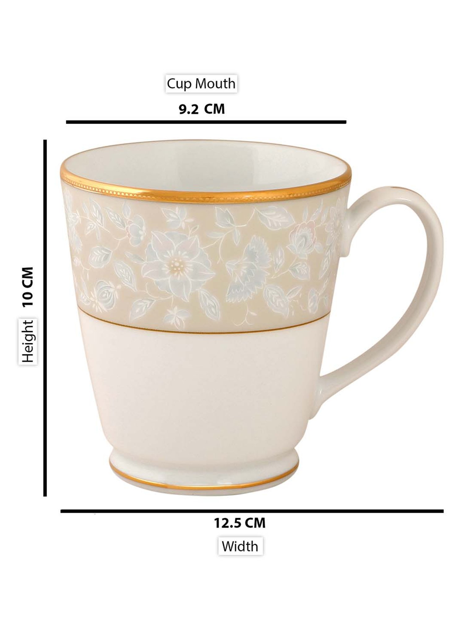 NORITAKE Hearth Off-White & Beige Porcelain Valley Tea Mug (0.37 L) - Set of 2