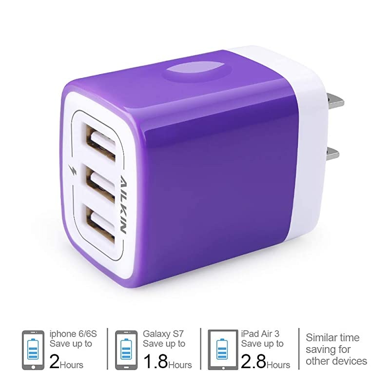 USB Charger Adapter,  2 Pack 3.1A 3-Port Universal Home Travel USB Fast Charging Adapter Plug Cube Block Base Plug Outlet Compatible Phone X/8/7/Plus, HTC, LG