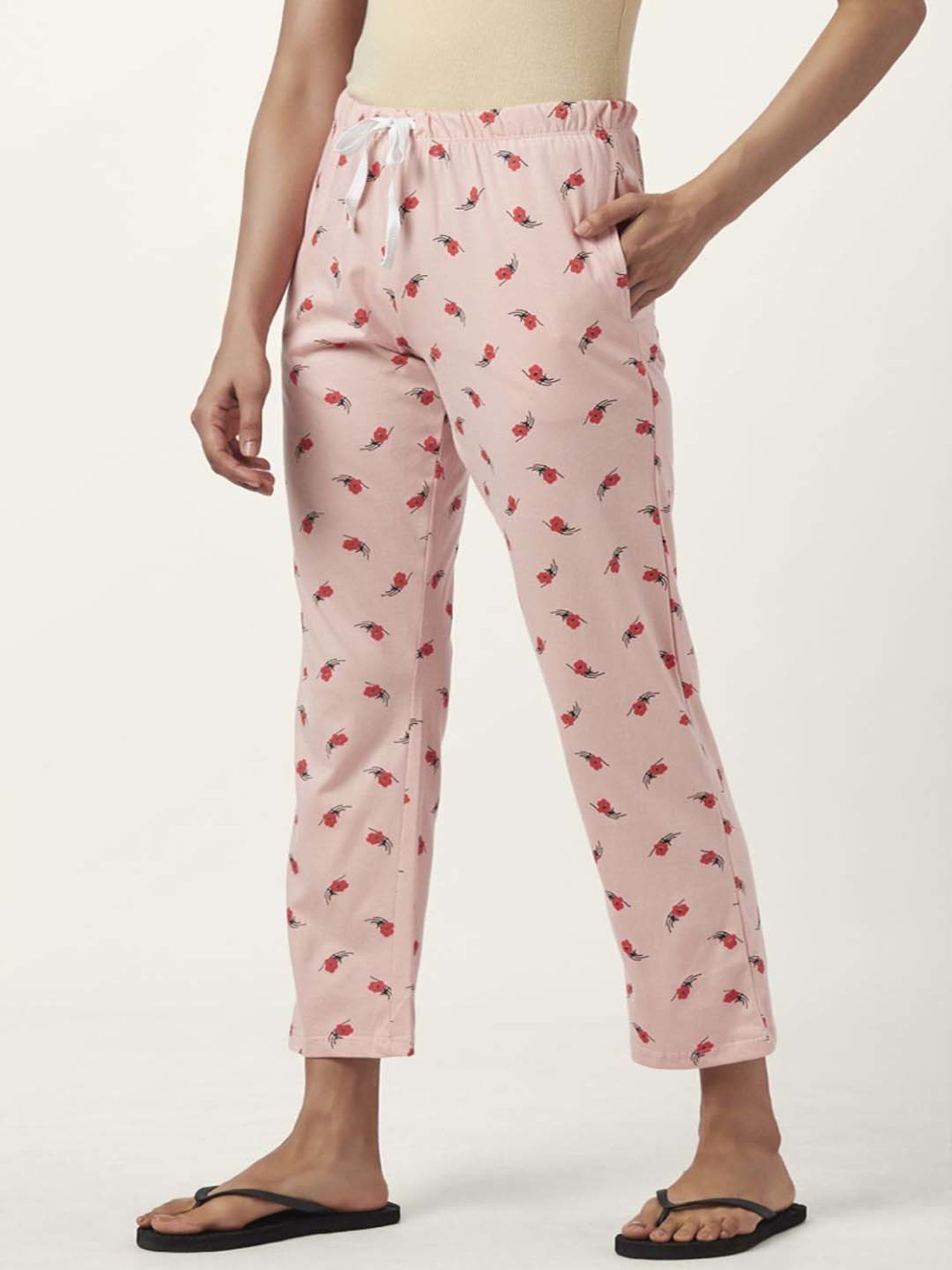 Dreamz by Pantaloons Pink Black Cotton Printed Pyjamas