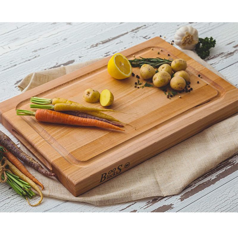 John Boos Block BBQBD Reversible Cutting/Carving Board with Juice Groove, 18 x 12 x 1.5 Inch, Solid Maple Wood