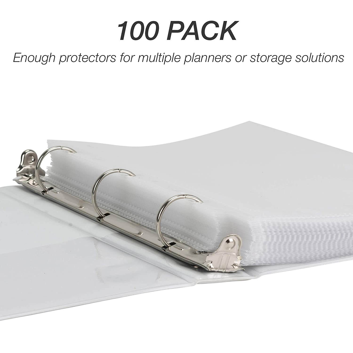 Samsill 100 Mini Clear Heavyweight Sheet Protectors, Top Loading 7 Hole 5.5 x 8.5 Inch Page Protectors for Mini Ring Binders, Archival Safe, Bulk 100 Pack