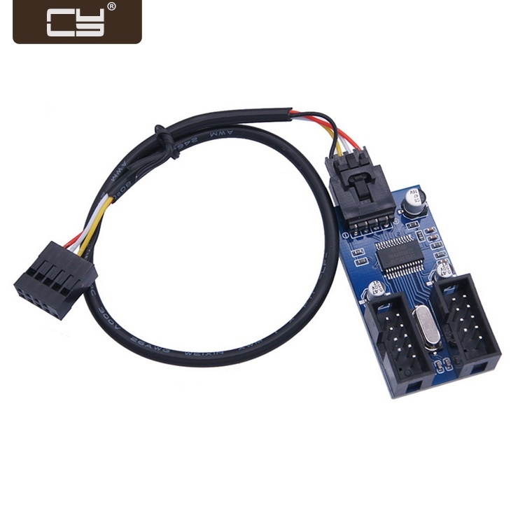 CY Motherboard 9pin USB 2.0 Header 1 to 2 Female Extension Cable HUB Connector Adapter Port Multilier U2-034