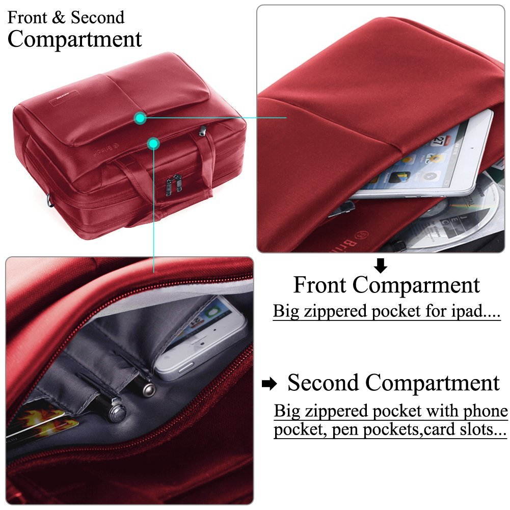 BRINCH(TM) Laptop Bag , 15.6 inch Nylon Waterproof Roomy Stylish Laptop Shoulder Messenger Bag Handle Bag Tablet Briefcase For 15-15.6 Inch Laptop/Tablet/Macbook/Notebook,Red