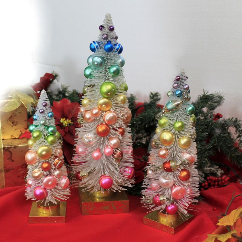 Christmas 16.5" White Rainbow Trees Putz  Village Retro  -  Decorative Figurines