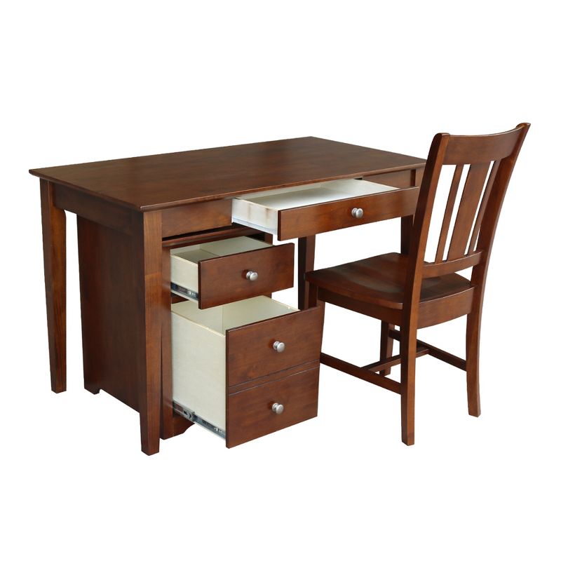 Skip 2 Drawer File Cabinet with Desk and Chair Espresso - International Concepts