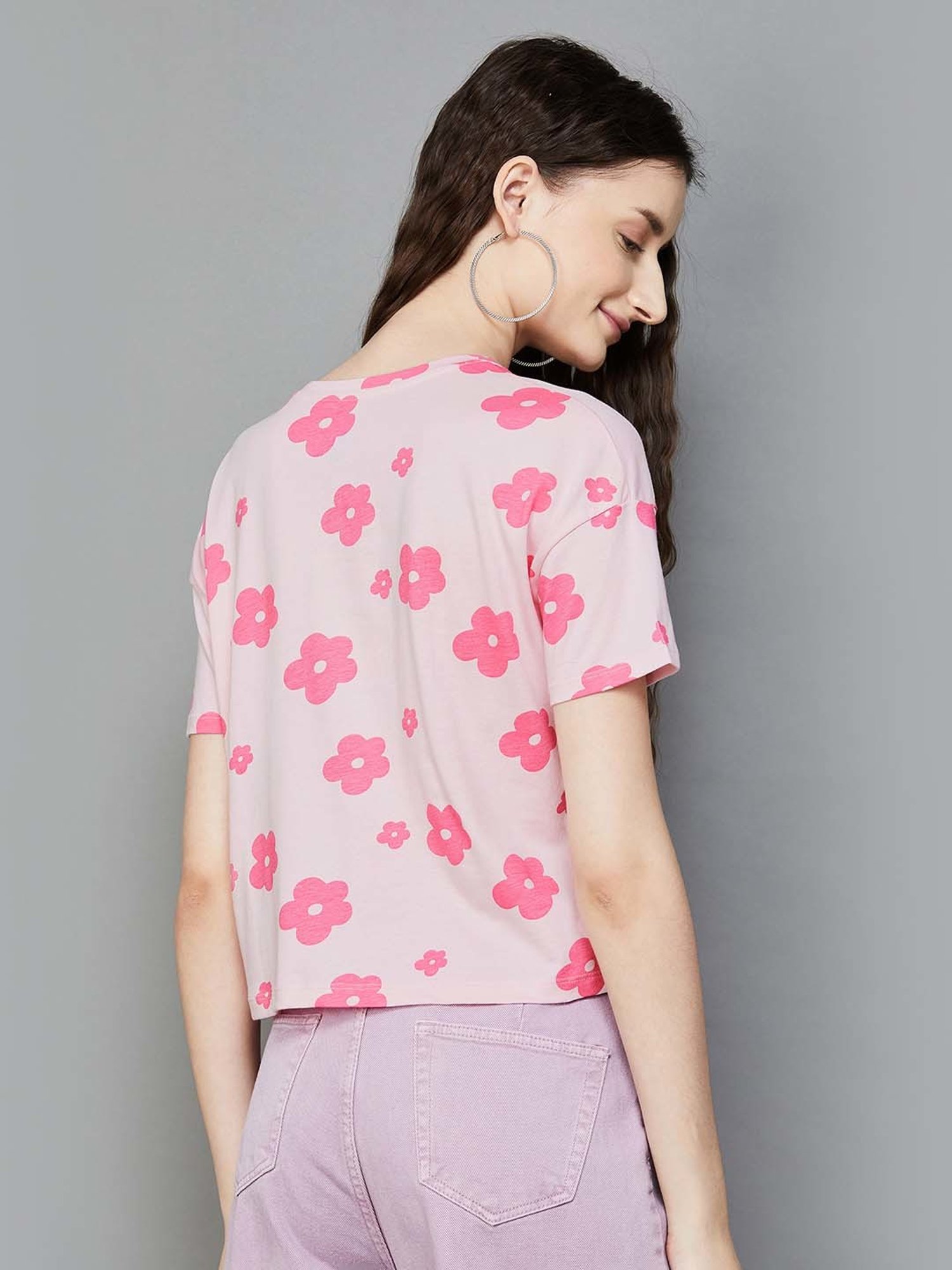 SmileyWorld Pink Cotton Printed T-Shirt
