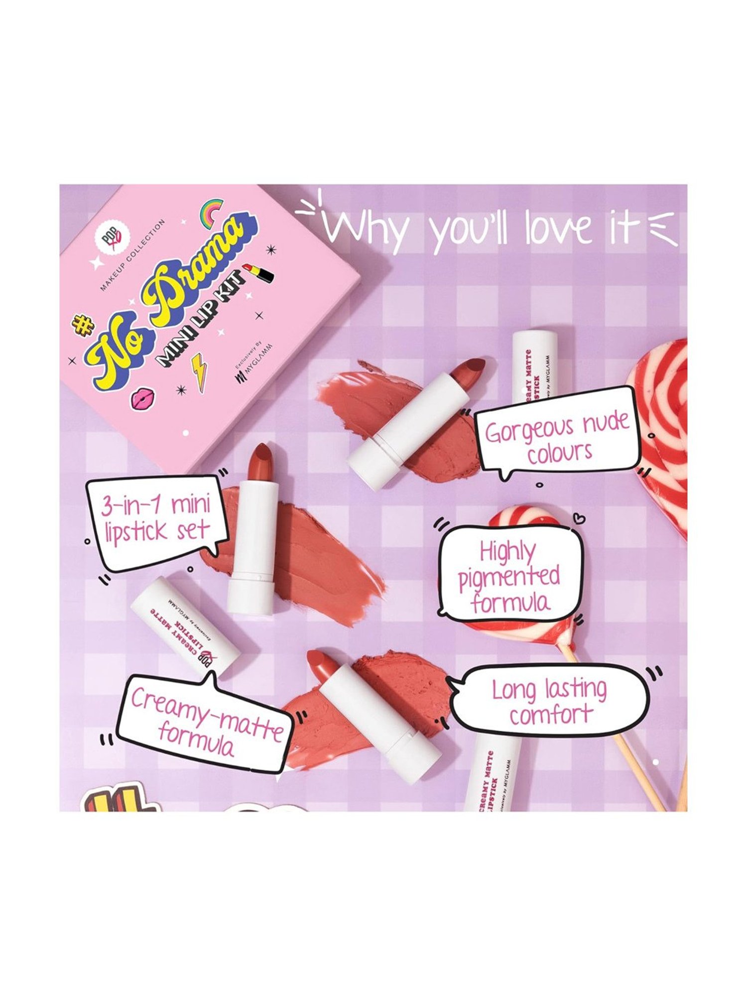 MyGlamm POPxo Makeup Collection Mini Lip Kit No Drama