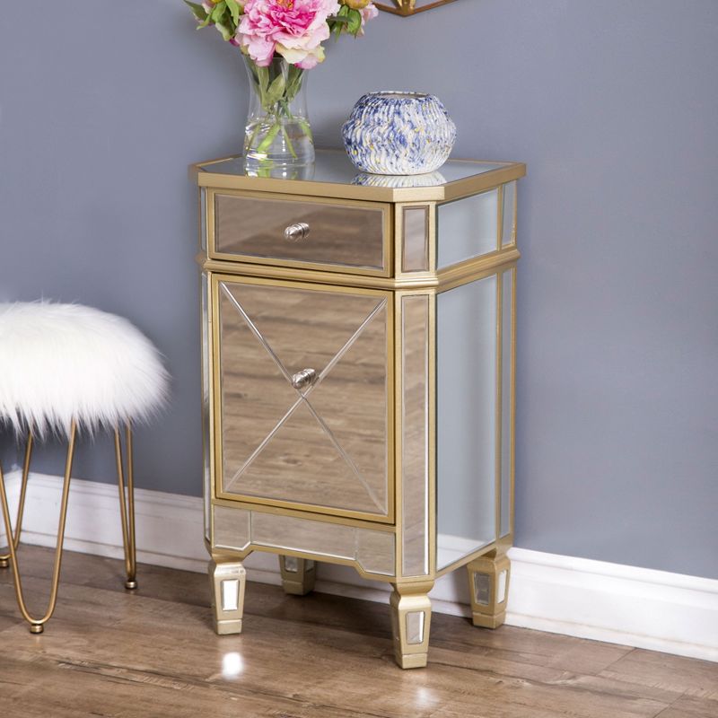 Knapp Mirrored Cabinet Nightstand Gold - Abbyson Living