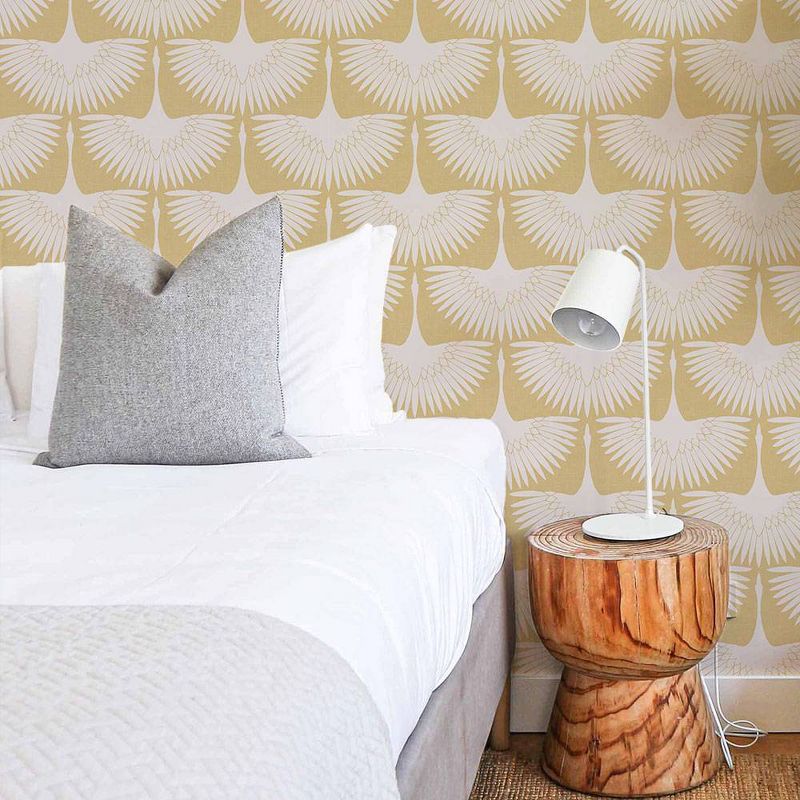 Tempaper Feather Flock Peel and Stick Wallpaper Golden Hour