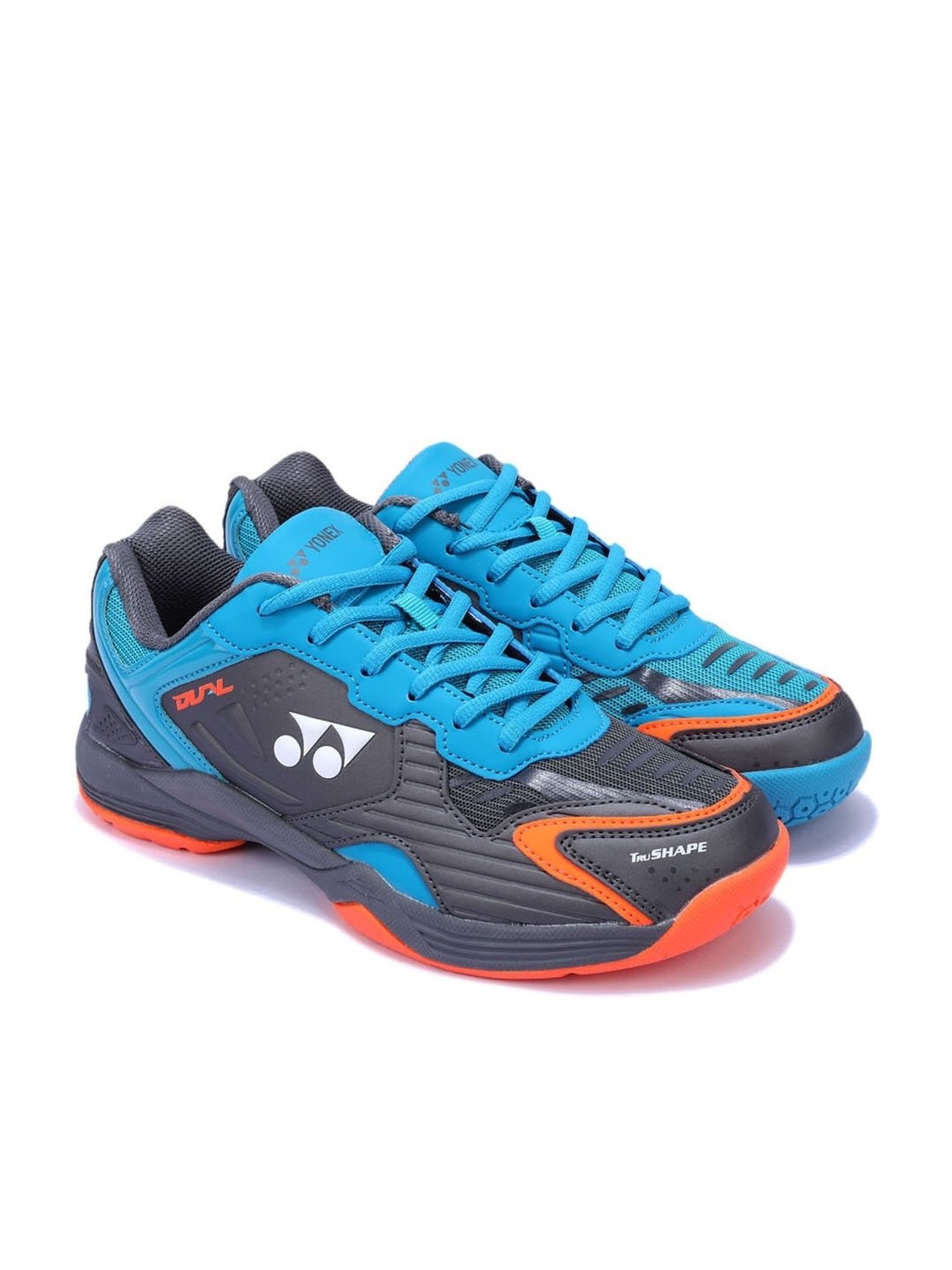 Yonex Badminton Shoe DUAL BLACK AQUA BLUE WARM RED NON MARKING TRU CUSHION