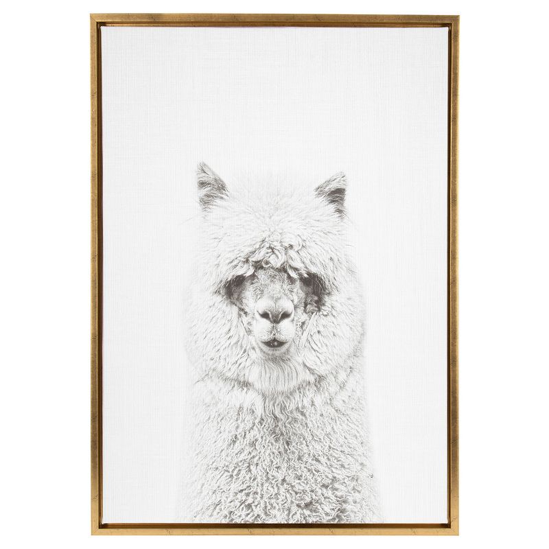 Hairy Alpaca Framed Canvas Art Gold (33"x23") - Uniek