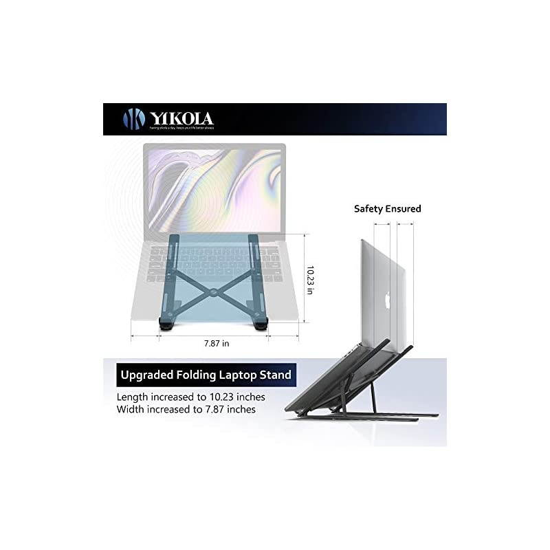 Portable Laptop Stand Holder with Carry Bag 6Adjustable Height Aluminum Notebook RiserFoldable Ergonomic Ventilated Desktop Elevator Computer Support Mount for 10173 LaptopampTabletBlack