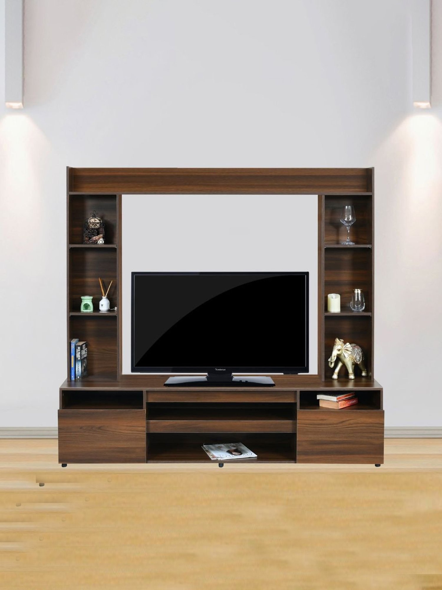 Nilkamal Cora White Engineered Wood TV Entertainment Unit with 2 Shelves
