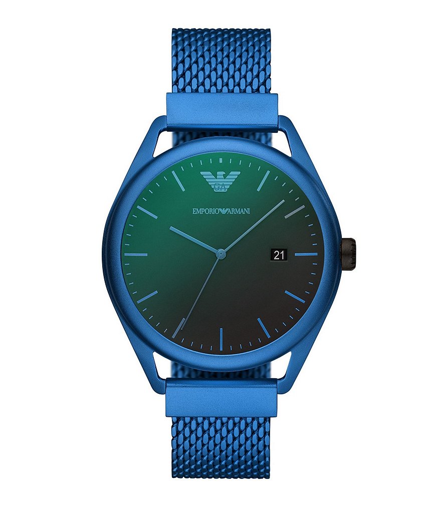 Emporio Armani Men's Three-Hand Date Matte Blue Aluminum Watch