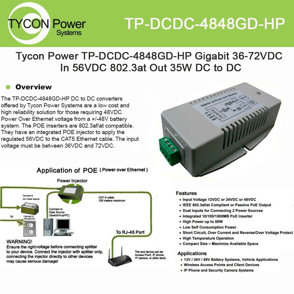 Tycon Power (TP-DCDC-4848GD-HP) Gigabit 36-72VDC DC to DC