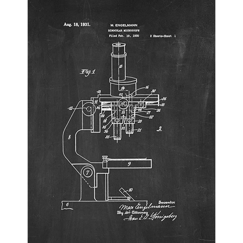 Microscope Patent Print Chalkboard 20 x 24 M12433