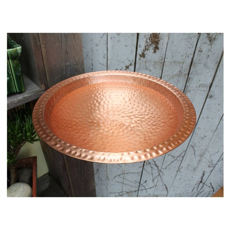 12.2" Hammered Solid Copper Birdbath with Wall Mount Bracket Satin Copper - ACHLA Designs