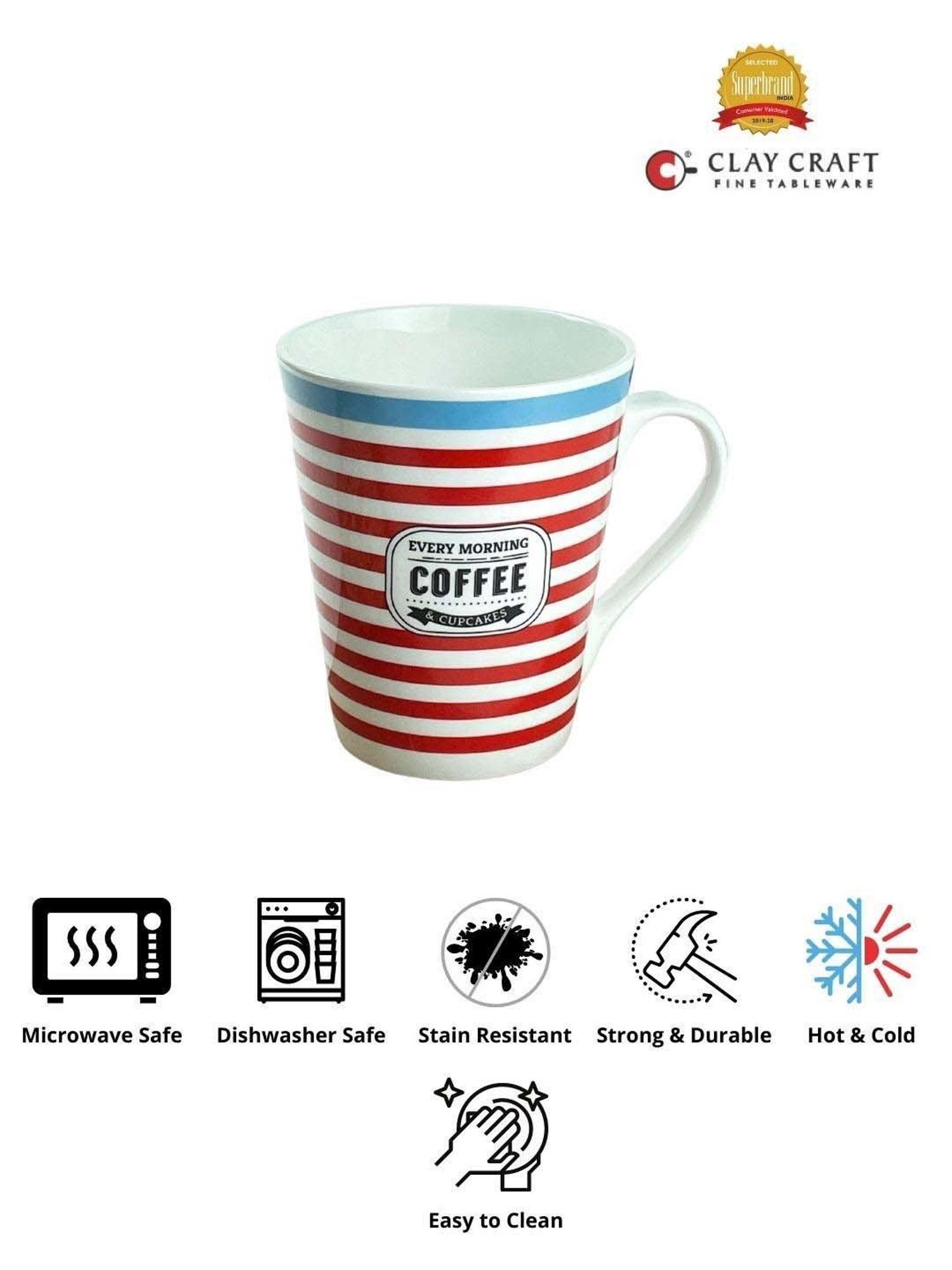 Clay Craft Fine Multicolor Ceramic Milk Mug (0.35 L)