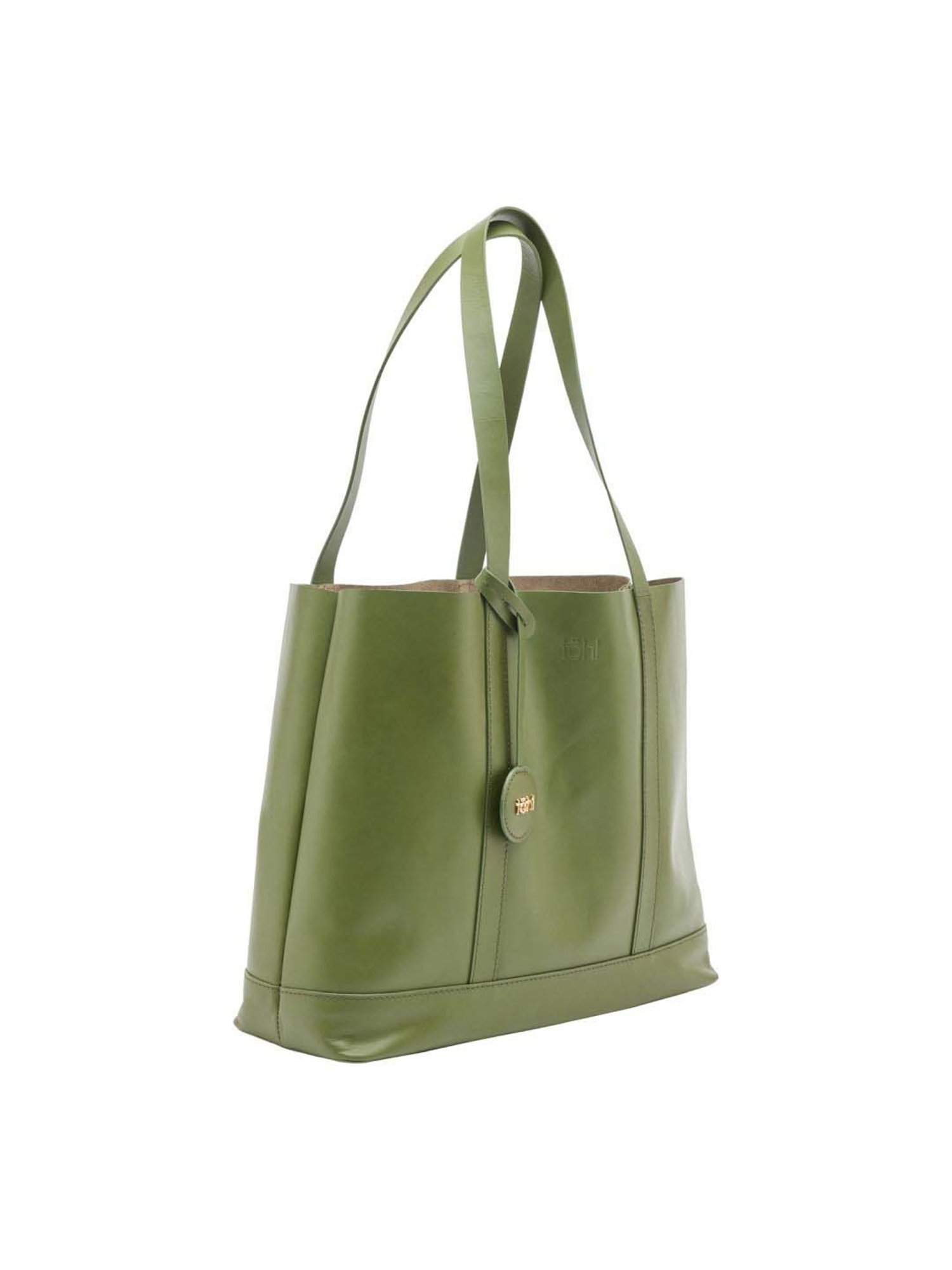 Tohl Down to Earth Green Solid Medium Tote Handbag with pouch