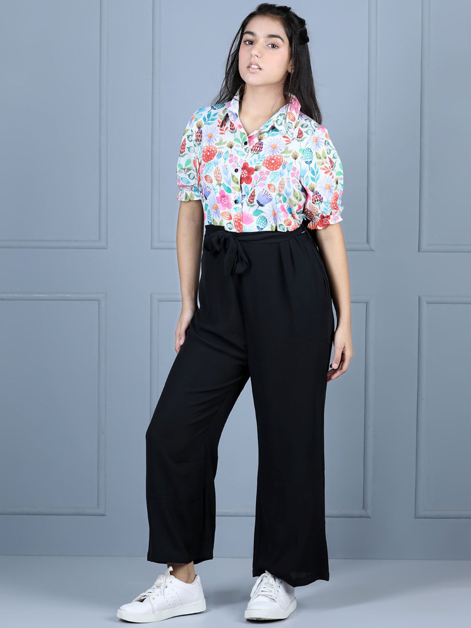 StyleStone Kids Multicolor Floral Print Jumpsuit