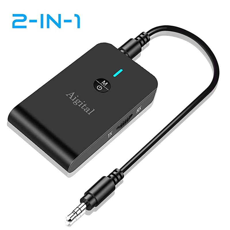 Bluetooth Transmitter Receiver,  2-in-1 Wireless Audio Adapter Bluetooth 5.0 aptX Low Latency | Works for TV, Car, Home Stereo System and More | Transmitter and Receiver Dual Function